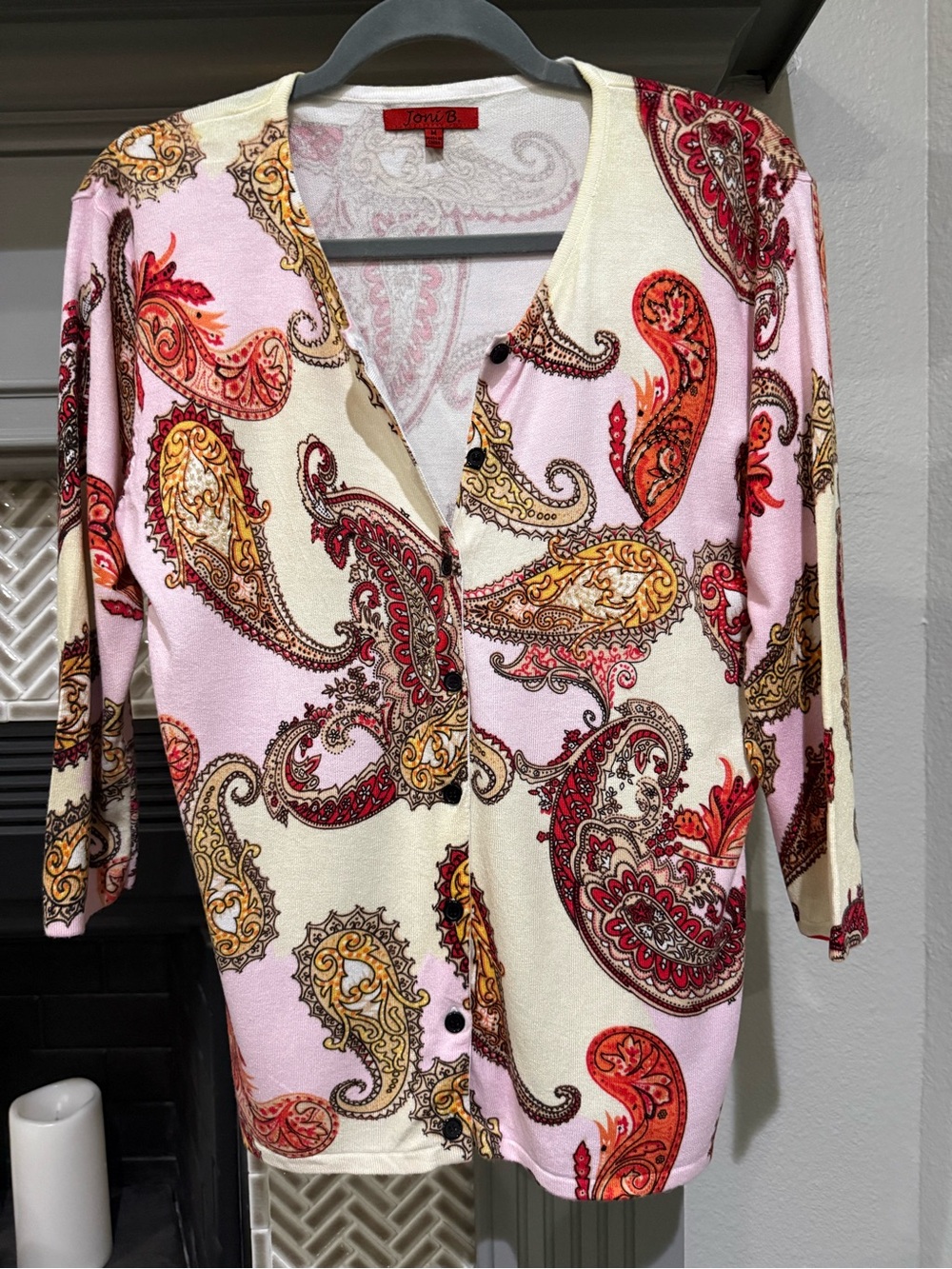Pink & Cream Paisley Button-Front Cardigan